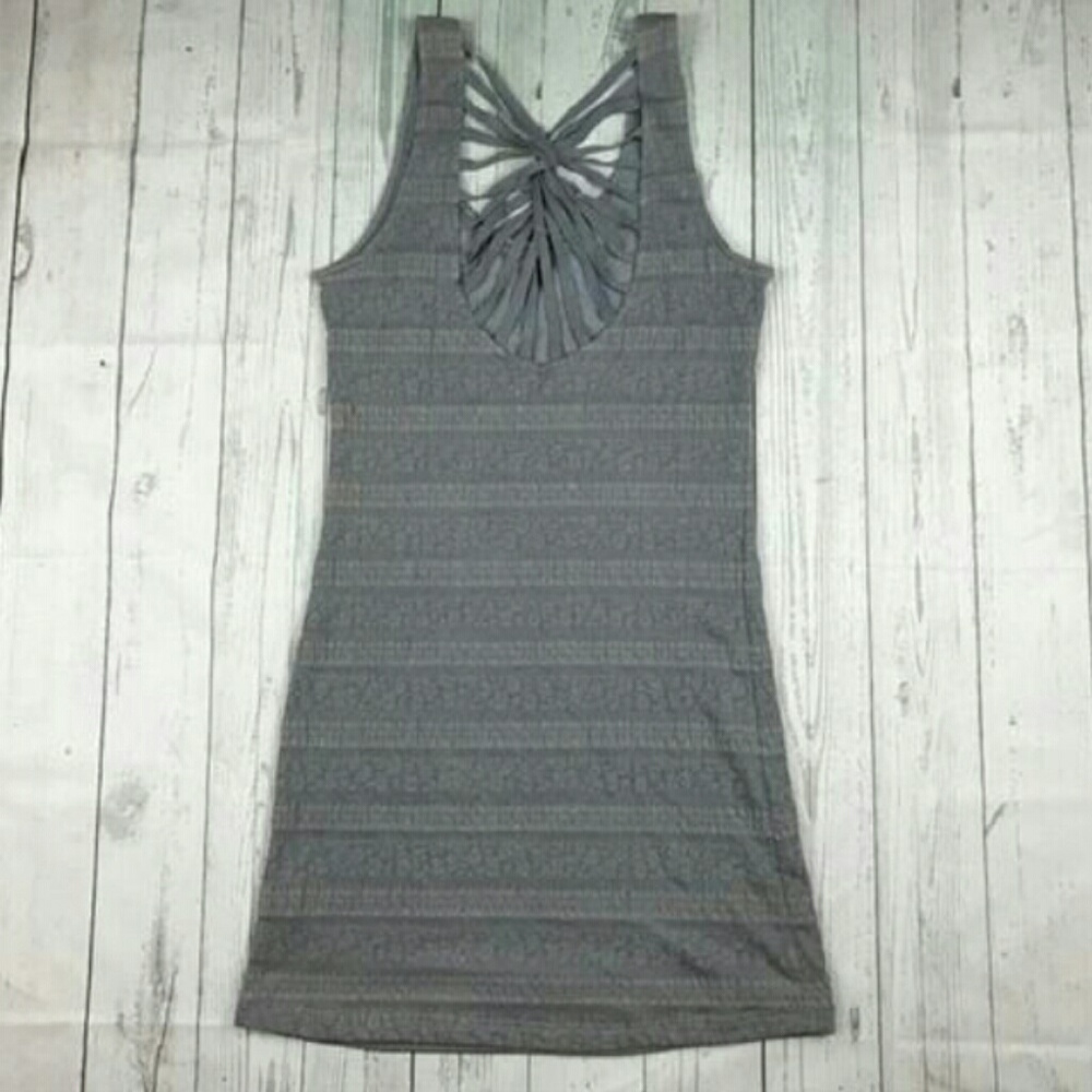 Free People size L gray strappy back mini dress